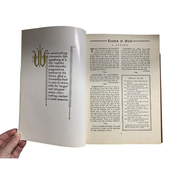 Leaves of Gold Inspirational Quotes & Proverbs 1952 Vintage Brown Leather Book - Picture 7 of 7